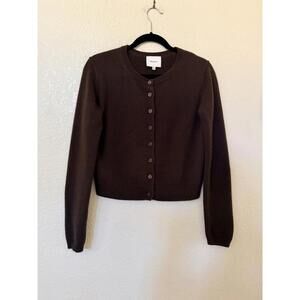 New Reformation Clara Cashmere Crew Cardigan Sweater In Brown Size S